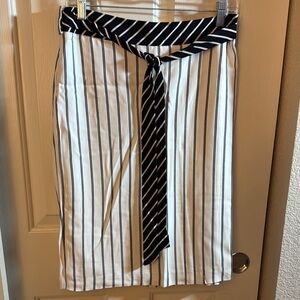 Ann Taylor Black and White Pencil Skirt with Tie Front